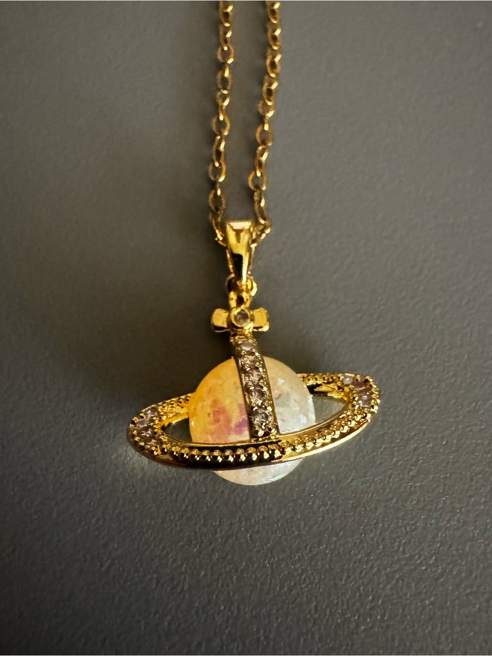Vivienne Westwood inspired Saturn gold stainless steel necklace